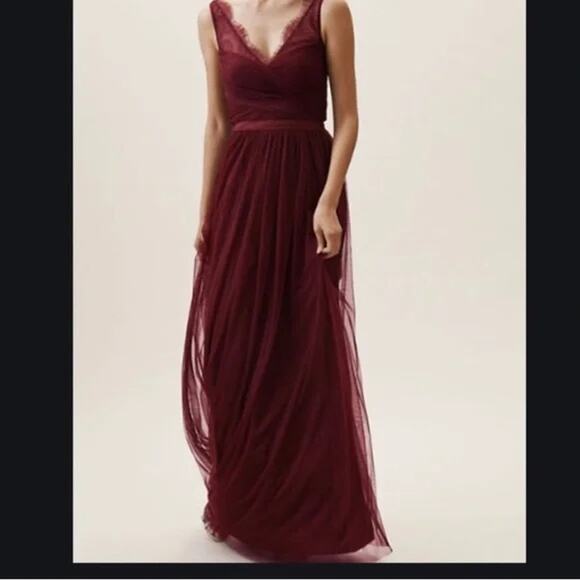 Anthropologie Dresses & Skirts - Anthropologie BHLDN Samantha Tulle Maxi Dress Hitherto Wine 4 Bridesmaid Prom